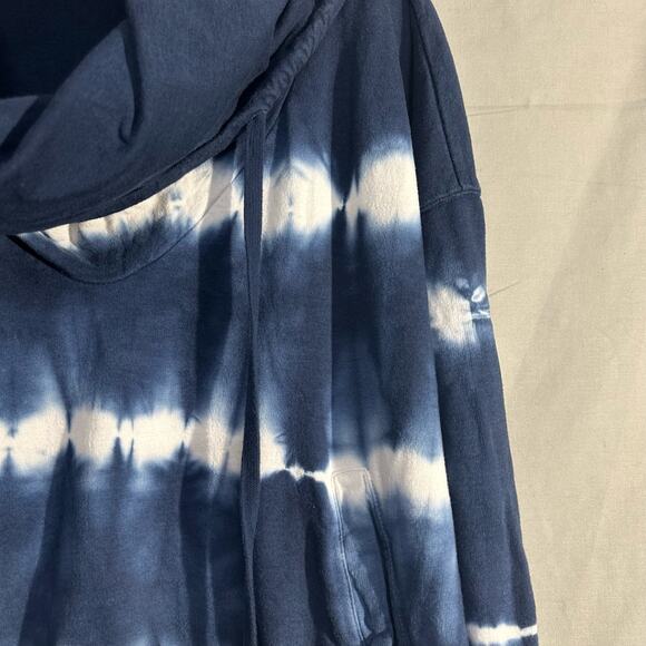 Young Fabulous Broke Hoodie Womens XS Blue Piper Tie Dye Cowl Neck Boxy Pockets - Picture 6 of 10